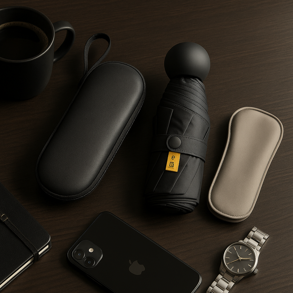 Aurora Compact Umbrella – Vinyl Coated with Capsule Case PRESTIGE-LUXE