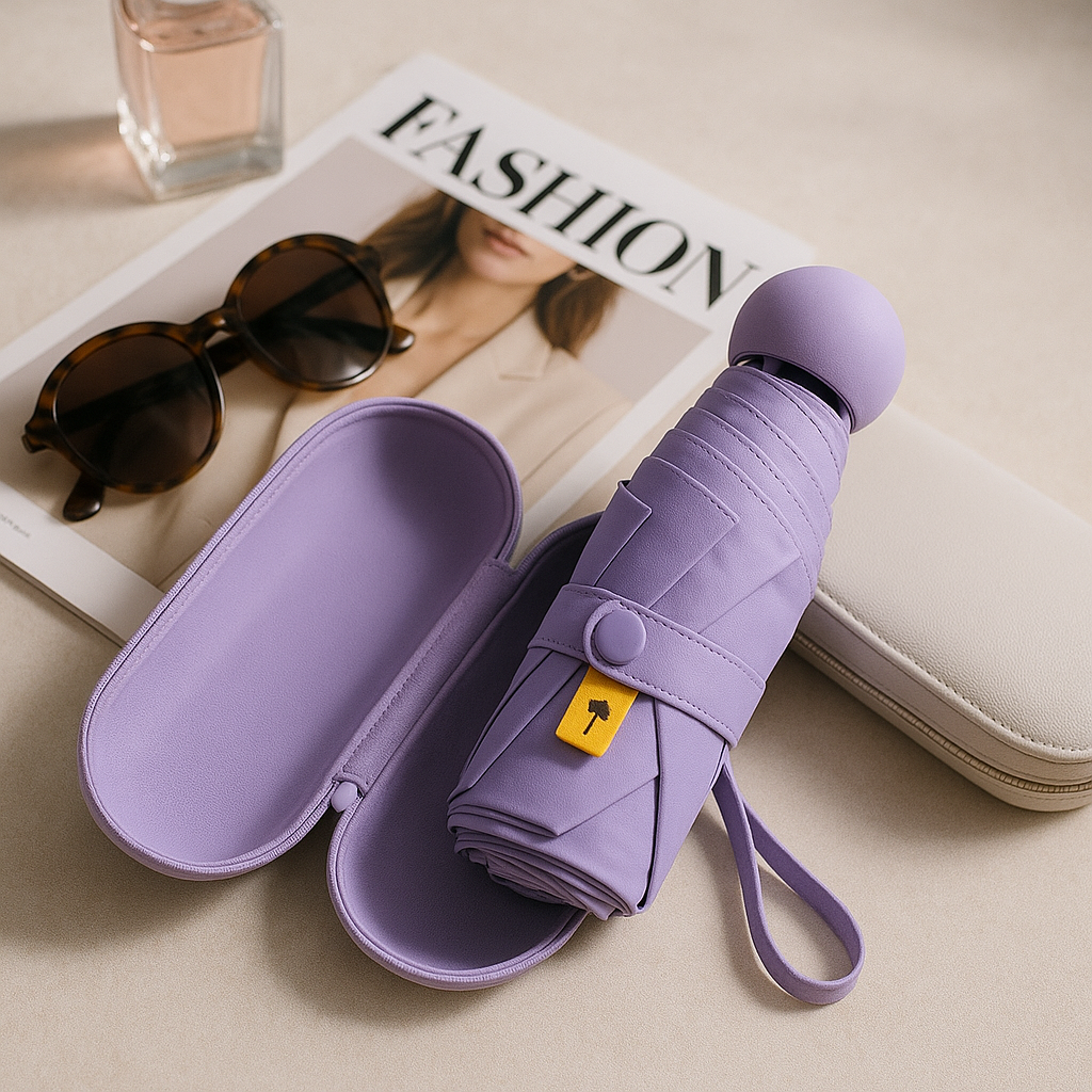 Aurora Compact Umbrella – Vinyl Coated with Capsule Case PRESTIGE-LUXE