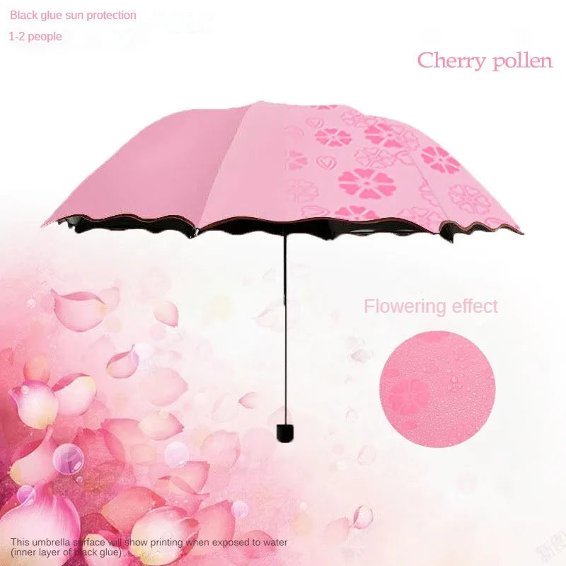 Blooming Flower Umbrella UV-Protective Parasol with Rain-Reveal Effect