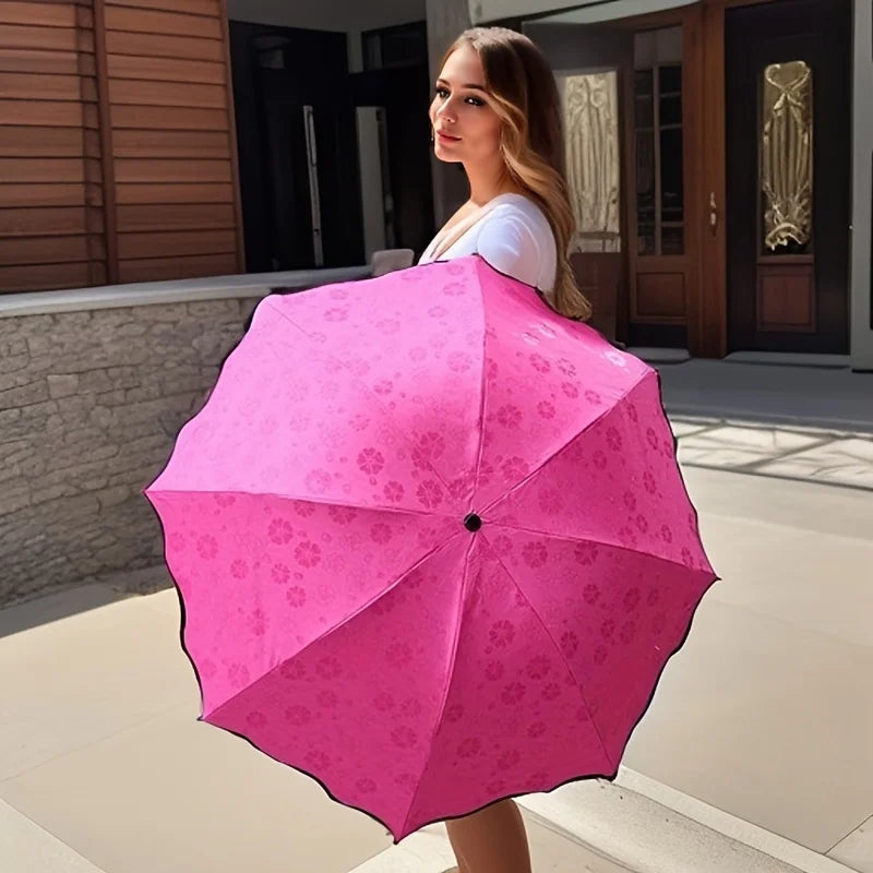 Blooming Flower Umbrella UV-Protective Parasol with Rain-Reveal Effect