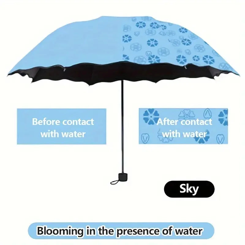 Blooming Flower Umbrella UV-Protective Parasol with Rain-Reveal Effect