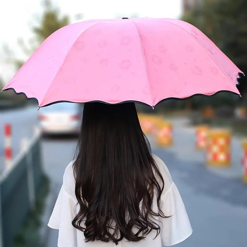 Blooming Flower Umbrella UV-Protective Parasol with Rain-Reveal Effect