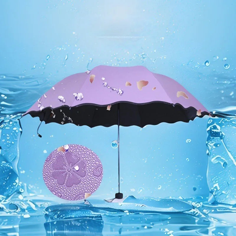 Blooming Flower Umbrella UV-Protective Parasol with Rain-Reveal Effect