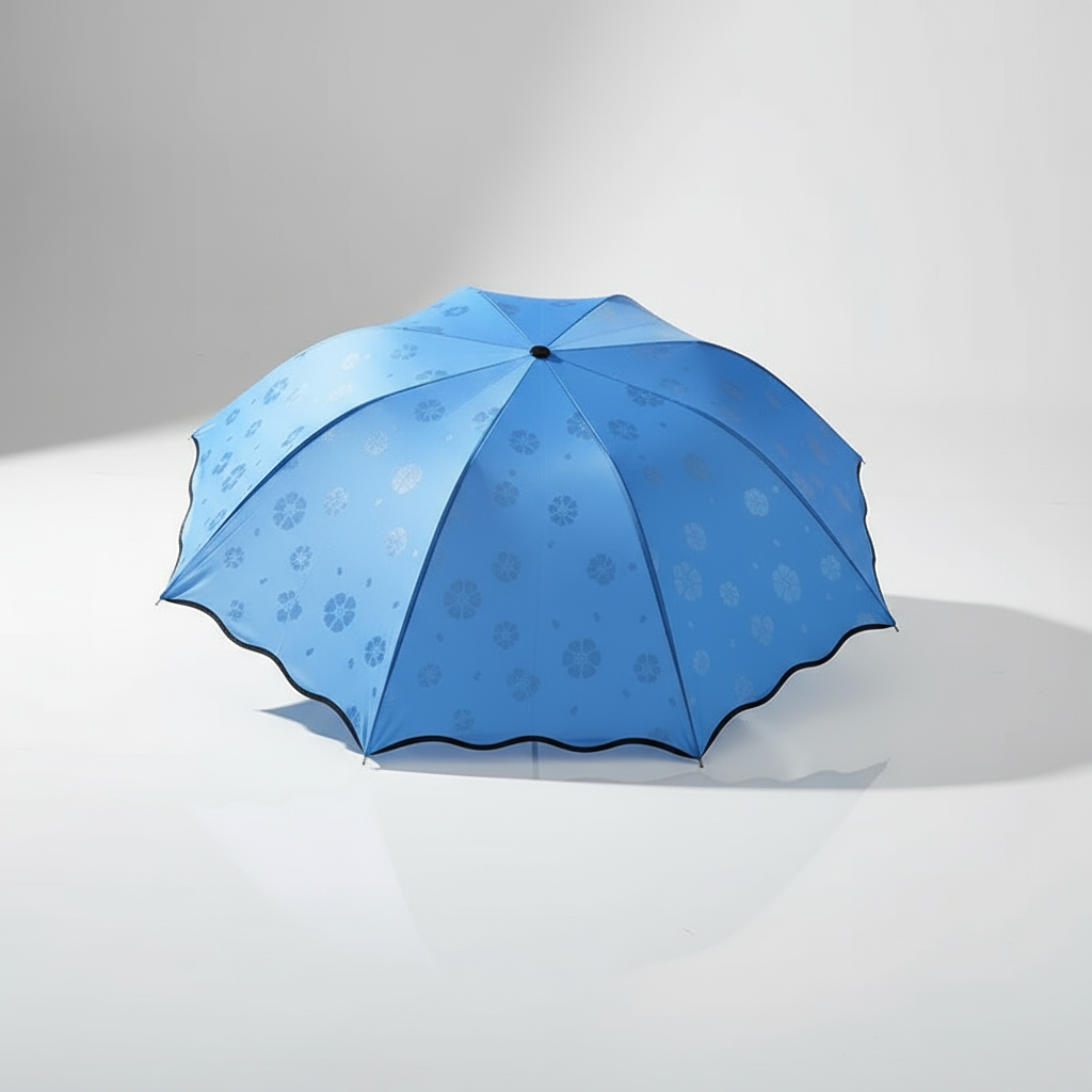 Parapluie bleu vue frontale