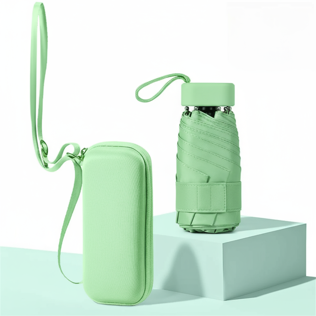 Parapluie Compact Apple Green - Fermé avec Étui