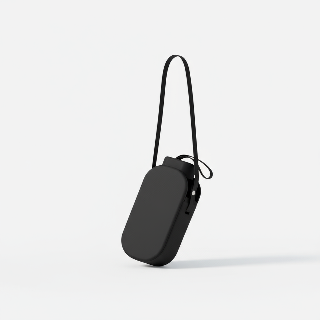 Étui portable noir sur fond blanc