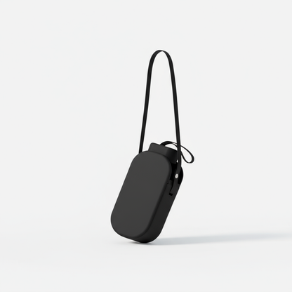 Étui portable noir sur fond blanc